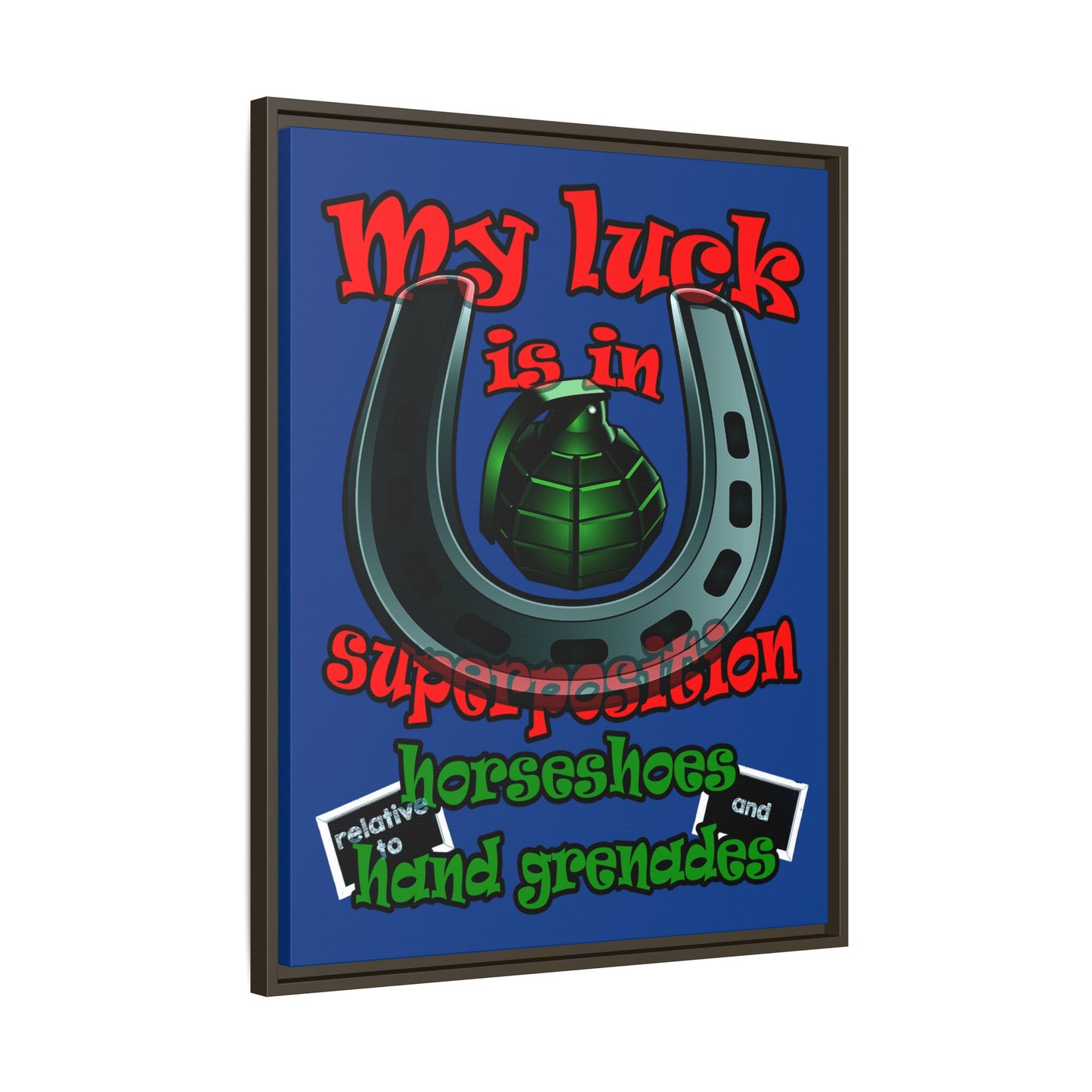 my luck - framed canvas art (dark blue)