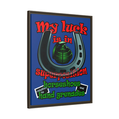 my luck - framed canvas art (dark blue)