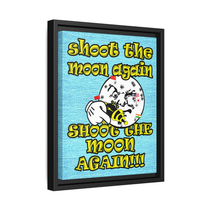 shoot the moon again - framed canvas art (faded blue)