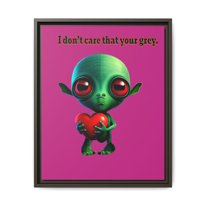 I don't care that your grey - framed canvas art (pink)