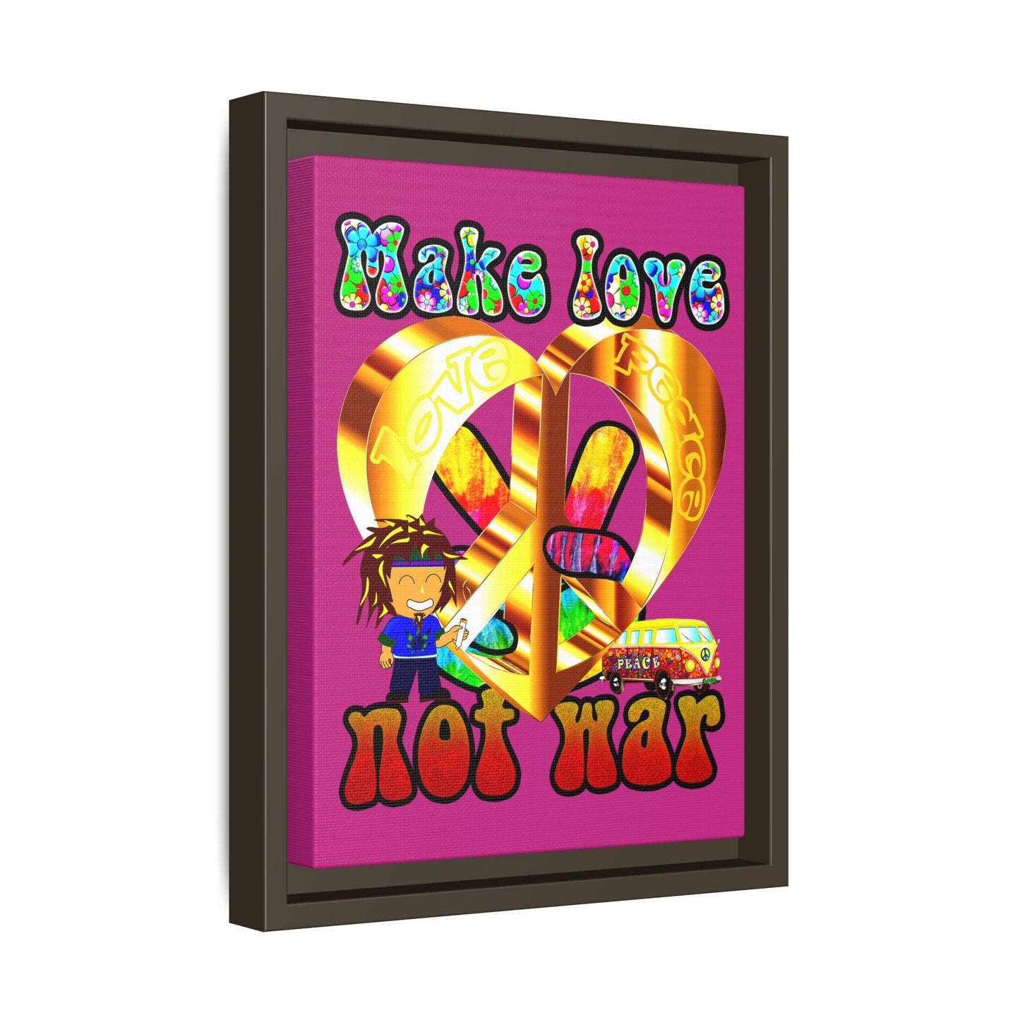 love peace - framed canvas art (pink)
