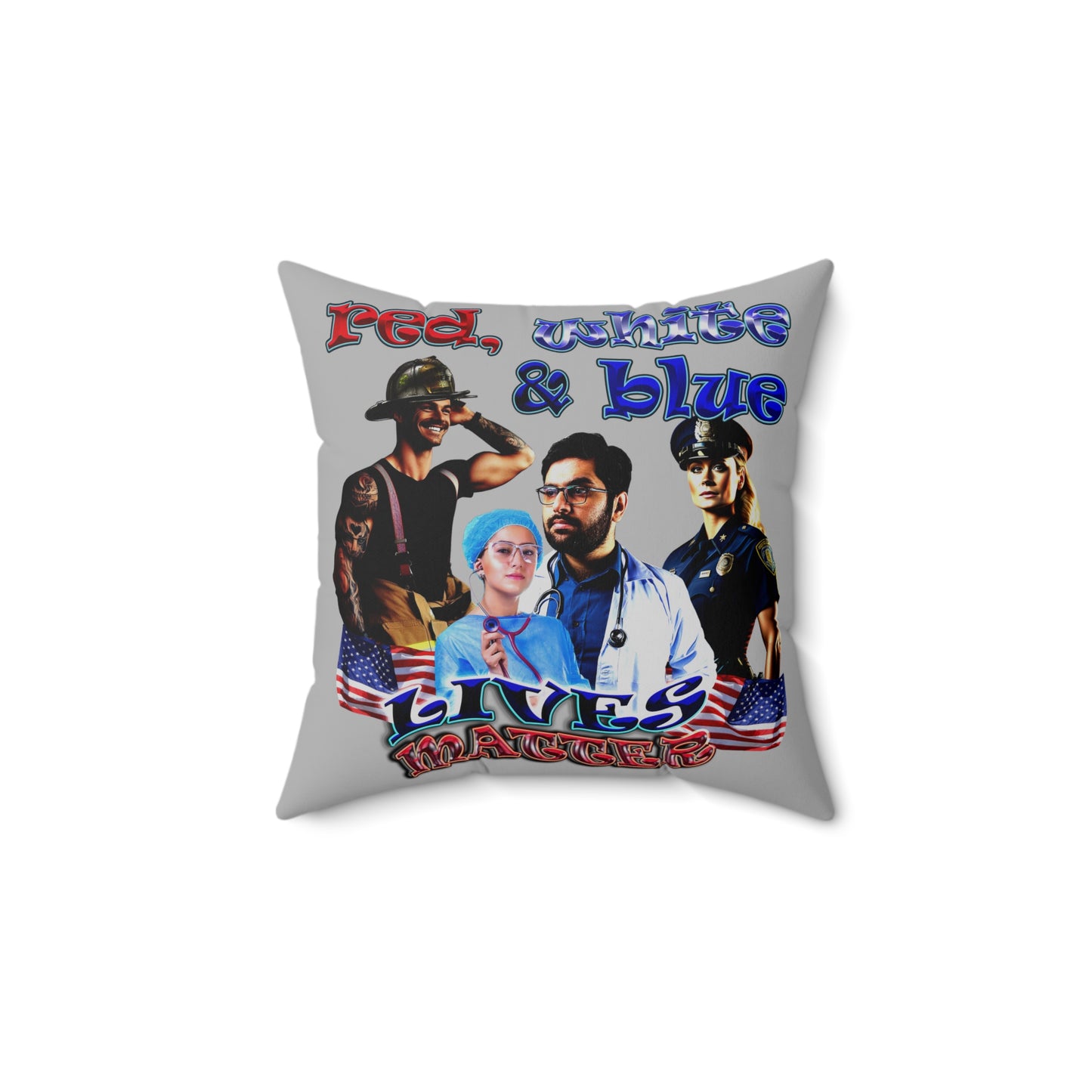 rw&b lives matter - Spun Polyester Square Pillow - (light grey)