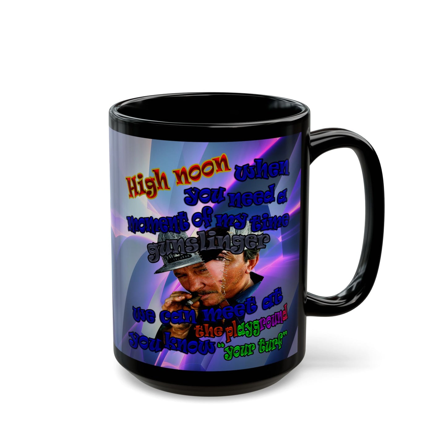 high noon - Black Mug (grey-pink wave)