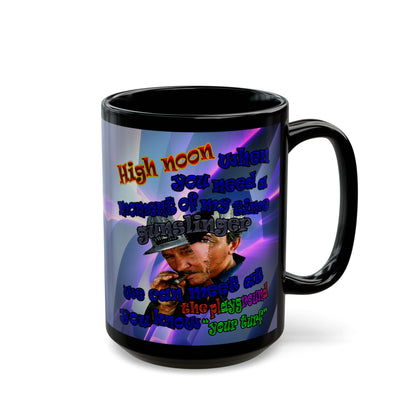 high noon - Black Mug (grey-pink wave)
