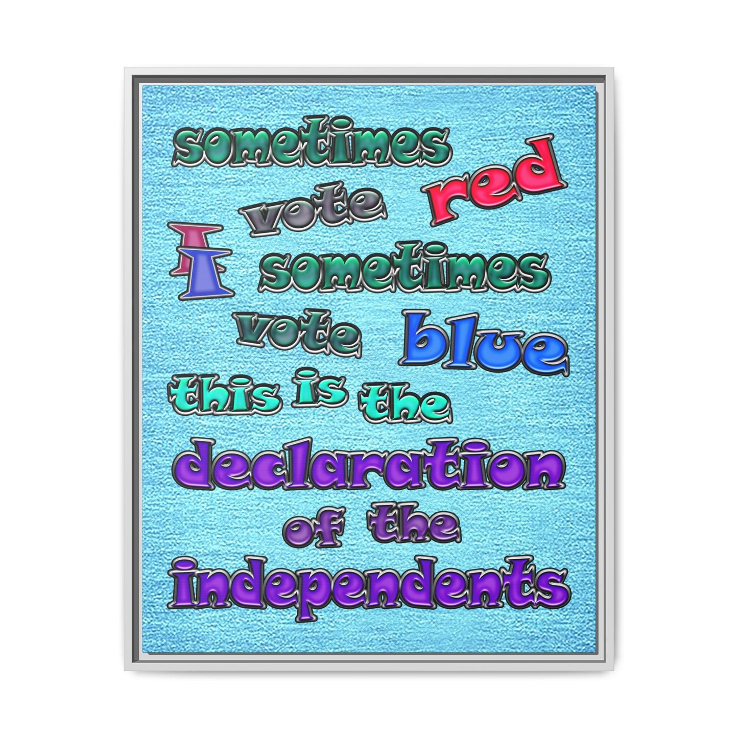 declaration of the independents - framed canvas art (faded blue)