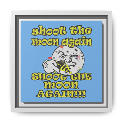 shoot the moon again - framed canvas art (light blue)