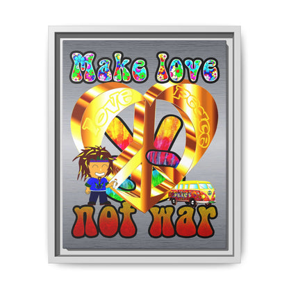 love peace - framed canvas art (brushed nickel)