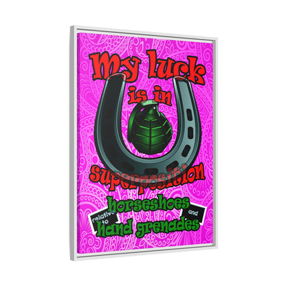 my luck - framed canvas art (pink swirl)