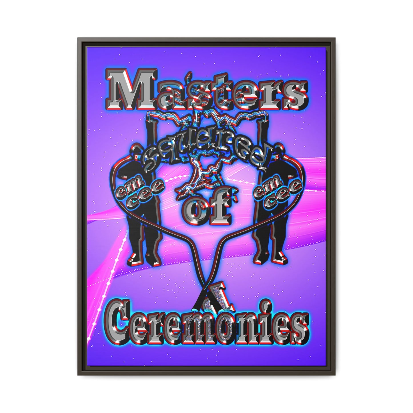 em cee squared - framed canvas art (purple-pink wave)