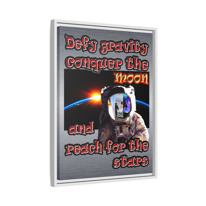 defy conquer reach - framed canvas art (brushed nickel)