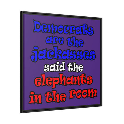 donkeys and elephants - framed canvas art (purple)