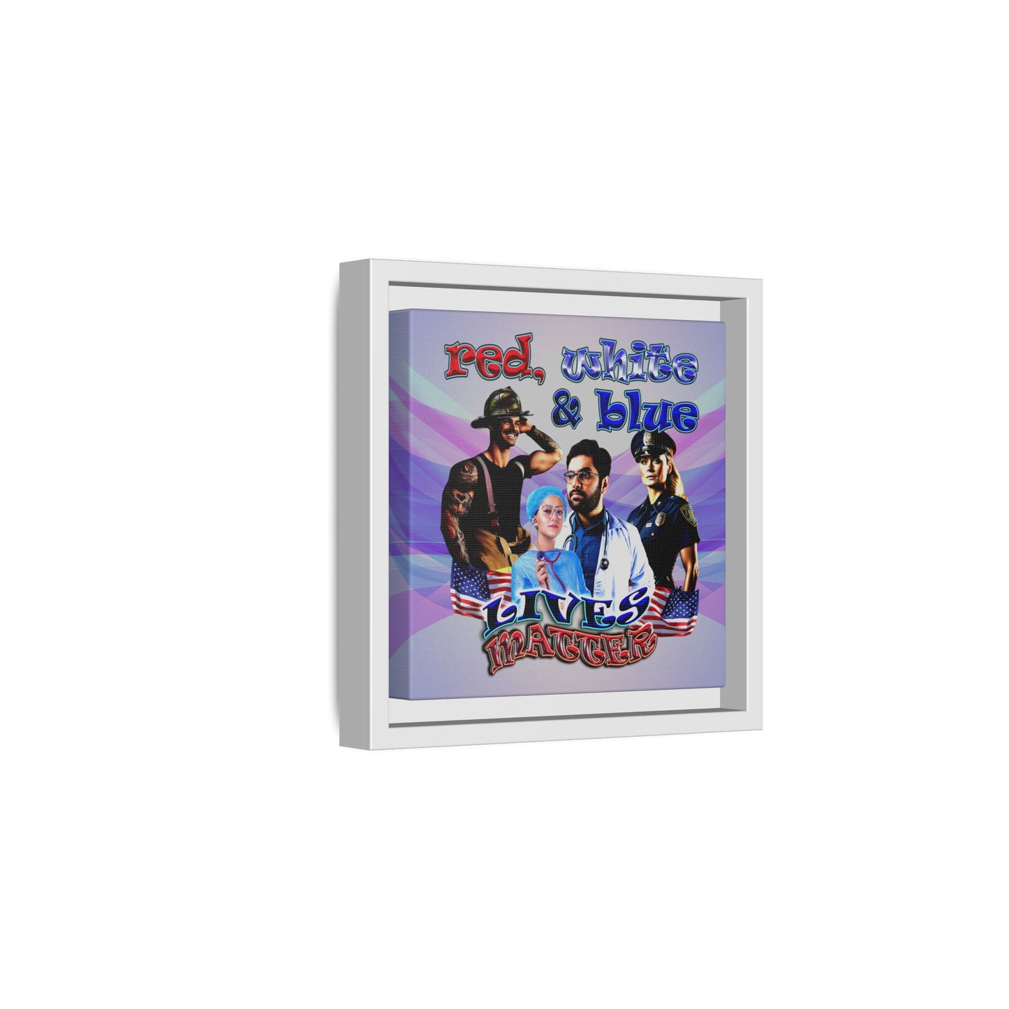 rw&b lives matter - framed canvas art (light blue-pink wave)