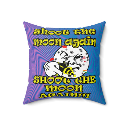 shoot the moon again - Spun Polyester Square Pillow - (light blue-purple wave)