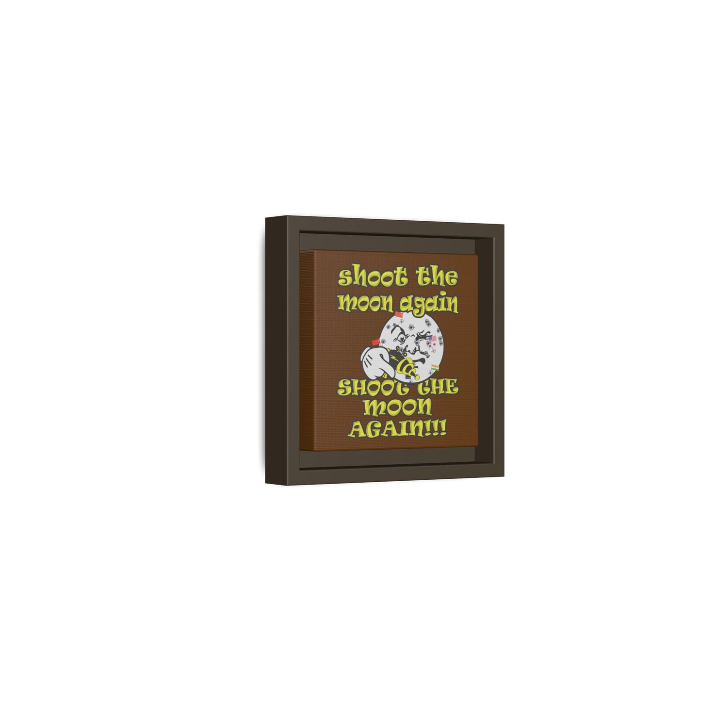 shoot the moon again - framed canvas art (brown)