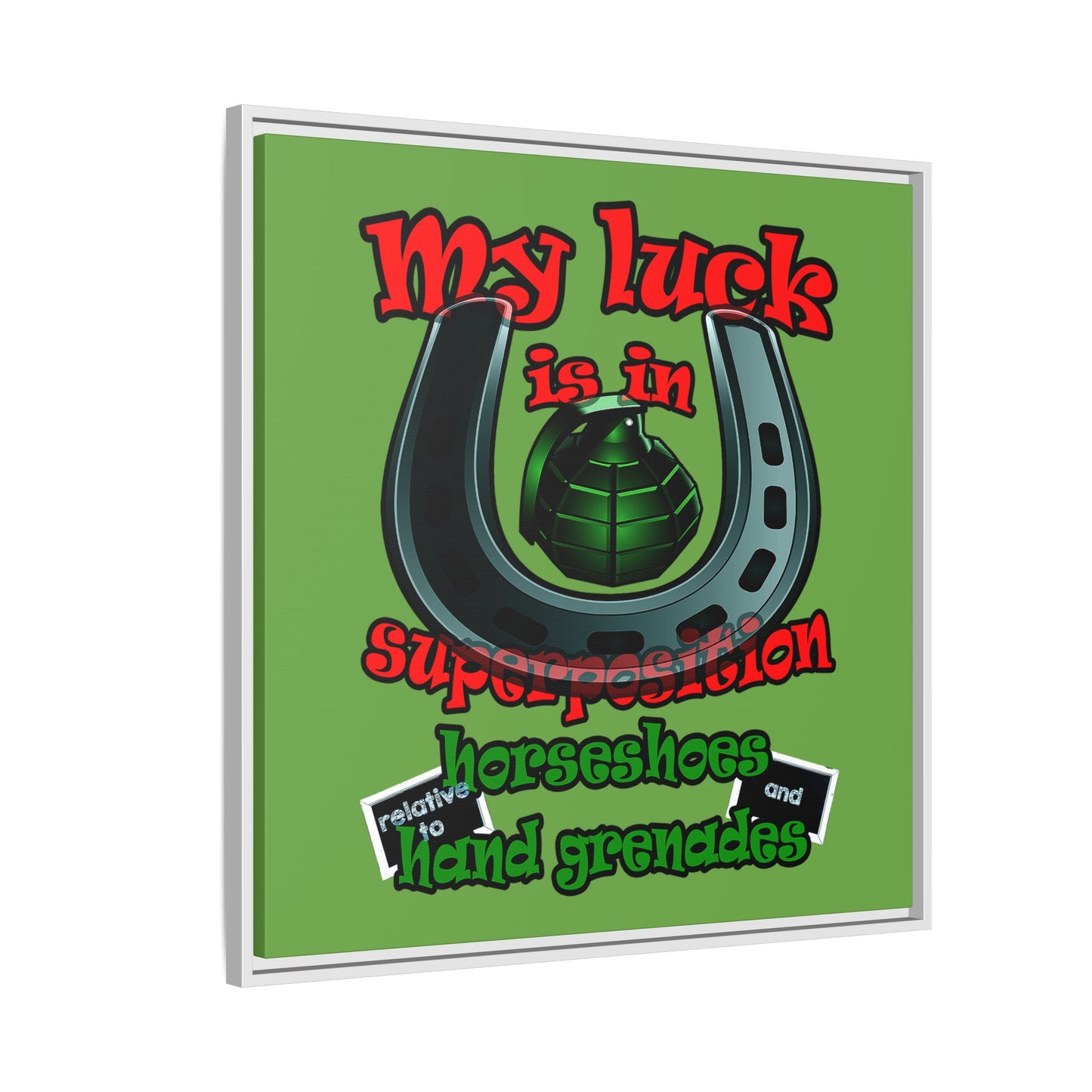 my luck - framed canvas art (green)