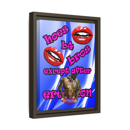 hoes b4 bros - framed canvas art (blue-white wave)