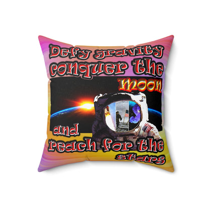 defy conquer reach - Spun Polyester Square Pillow - (color blur)