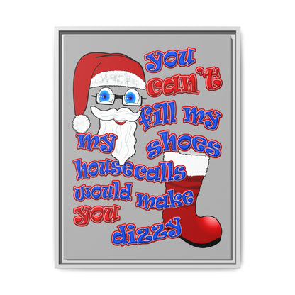 santa's shoes - framed canvas art (light grey)