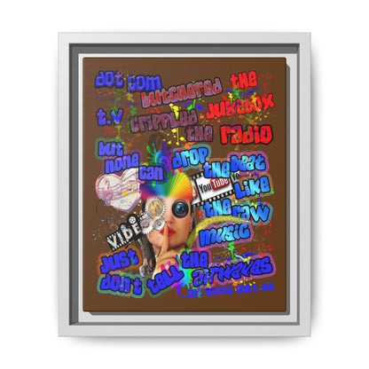 drop the beat - framed canvas art (brown)