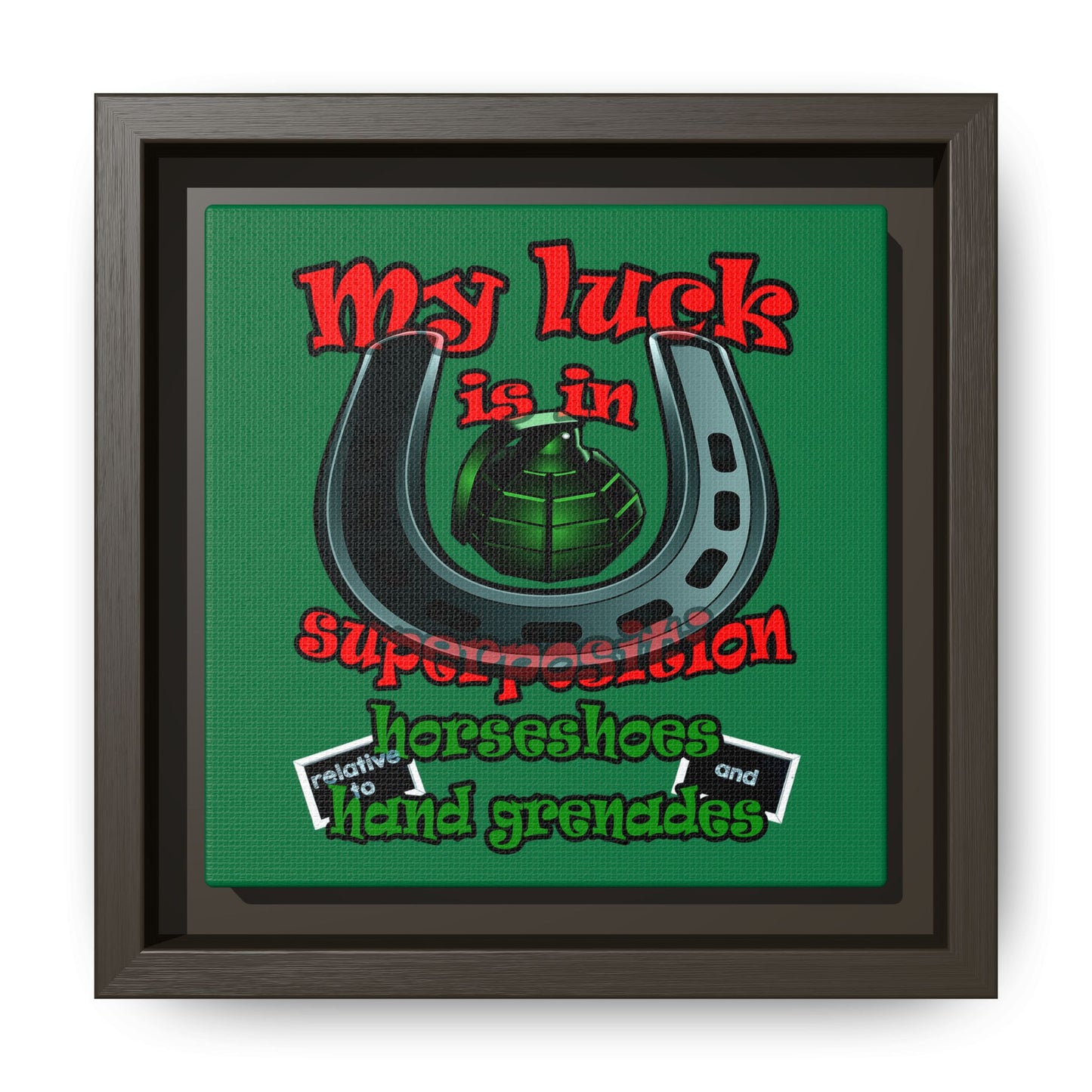 my luck - framed canvas art (dark green)