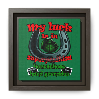 my luck - framed canvas art (dark green)