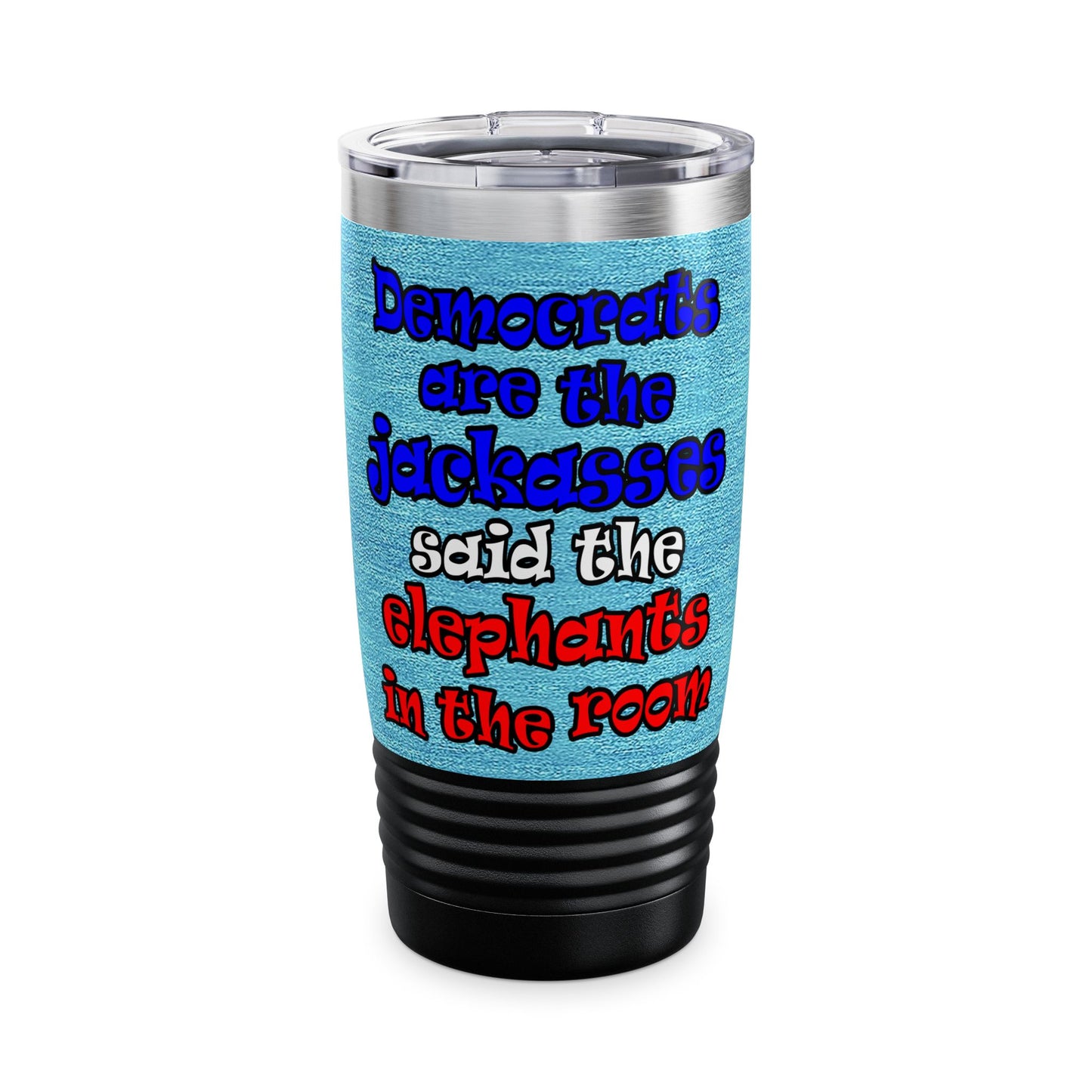 donkeys and elephants - Ringneck Tumbler, 20oz (faded blue)