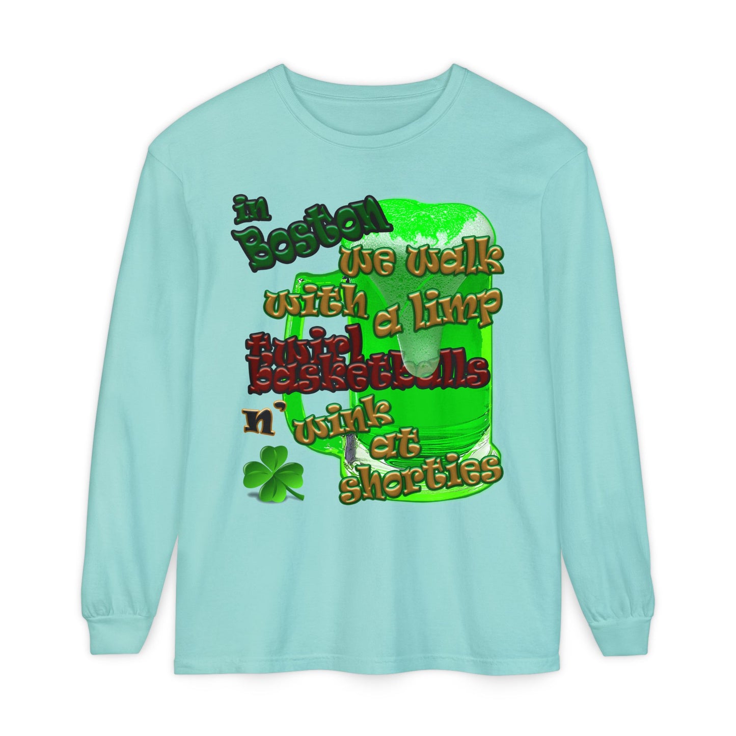 celtics logo - Unisex Garment-dyed Long Sleeve T-Shirt