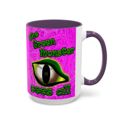 green monster - Accent Mug (pink swirl)