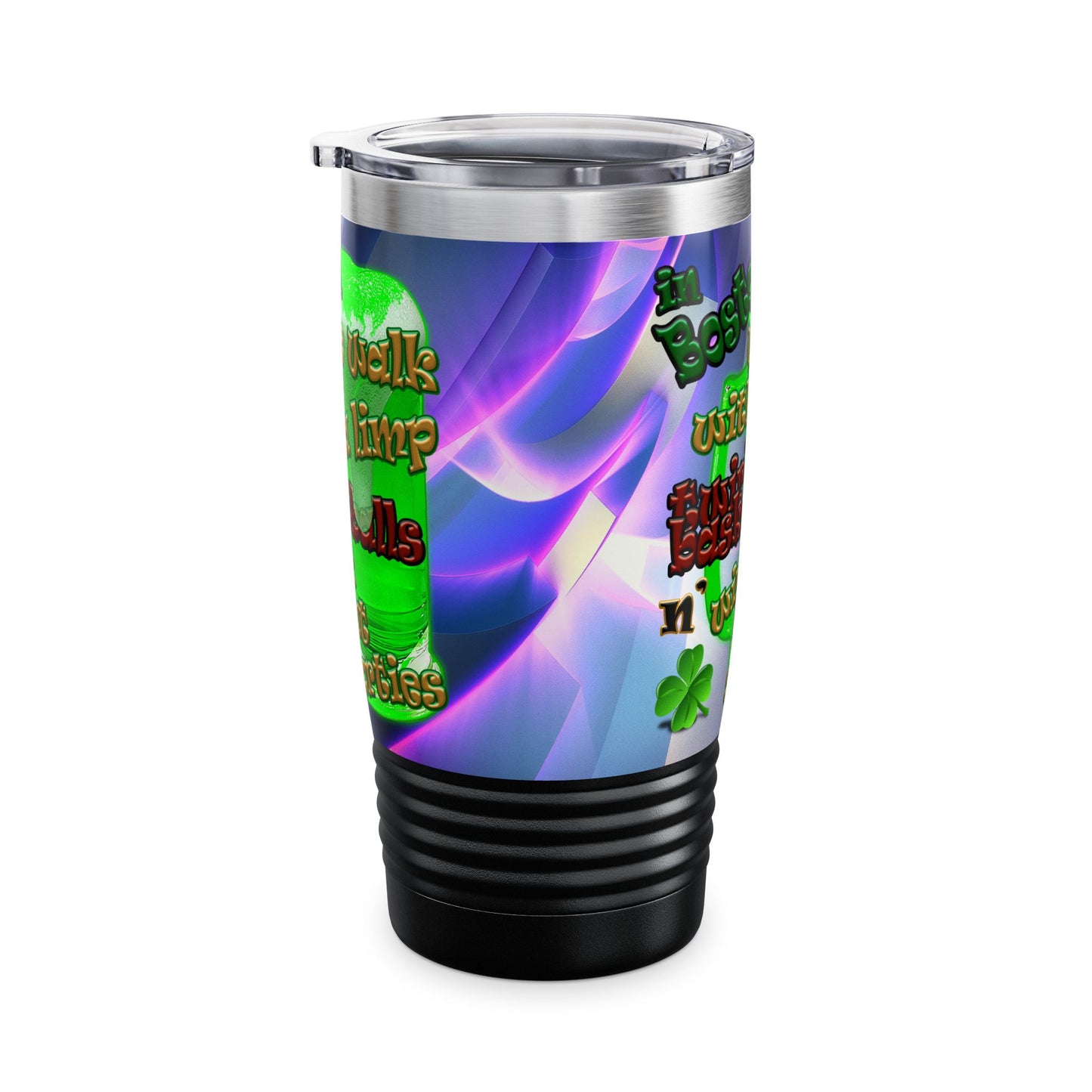 celtics logo - Ringneck Tumbler, 20oz (grey-pink wave)