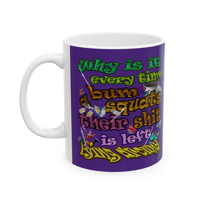 the bum's shit - White Mug (purple)