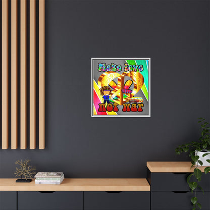 love peace - framed canvas art (rainbow split)