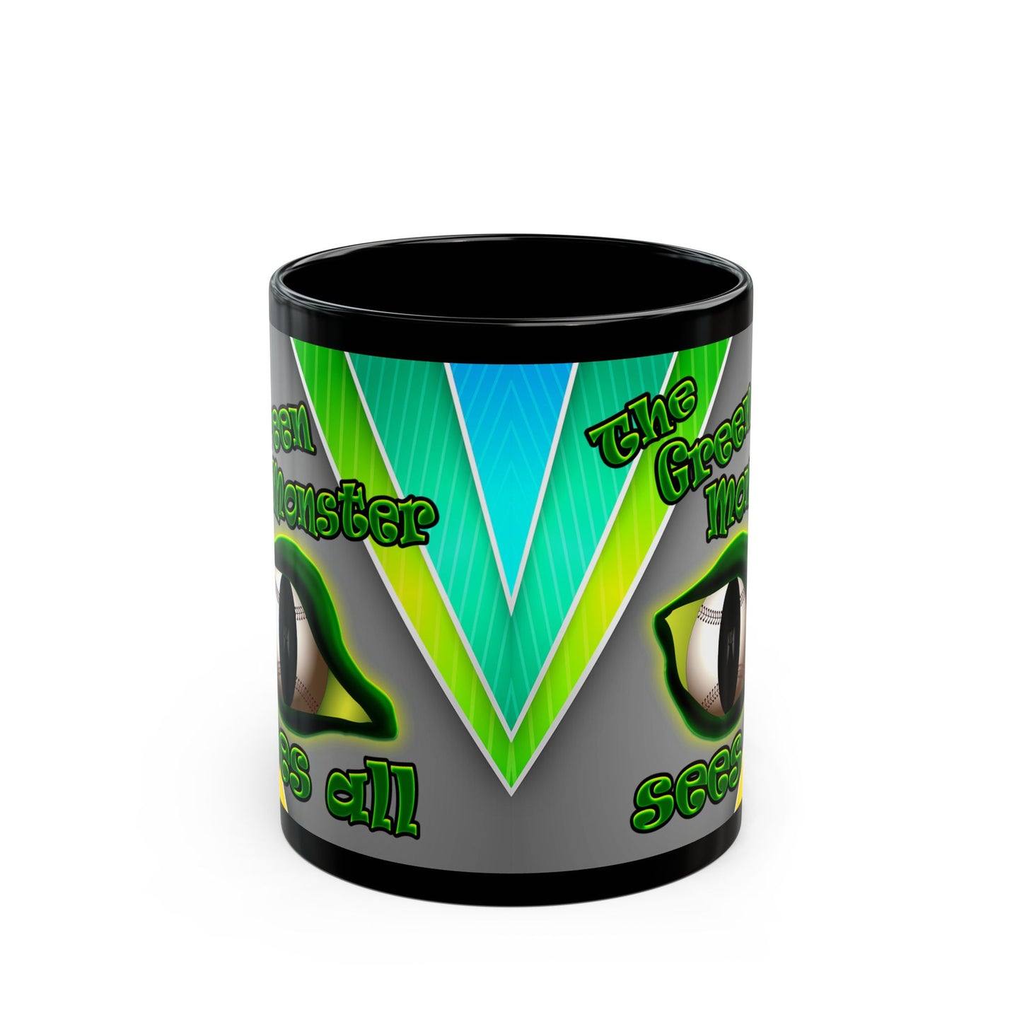 green monster - Black Mug (rainbow split)