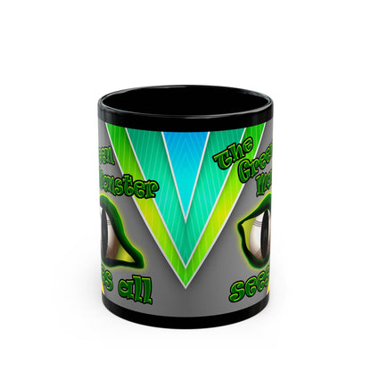 green monster - Black Mug (rainbow split)