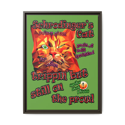 schrodinger's cat - framed canvas art (green)