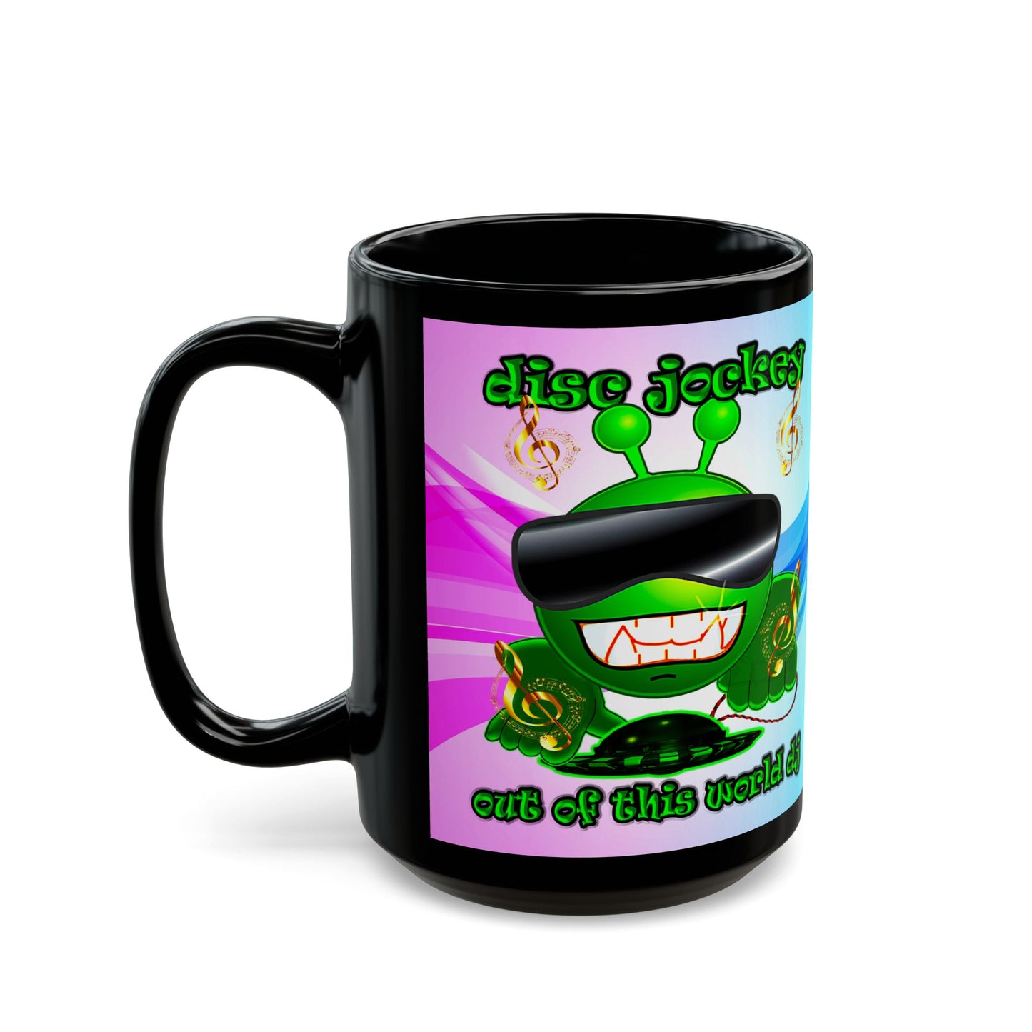 disc jockey - Black Mug (light blue-pink wave)