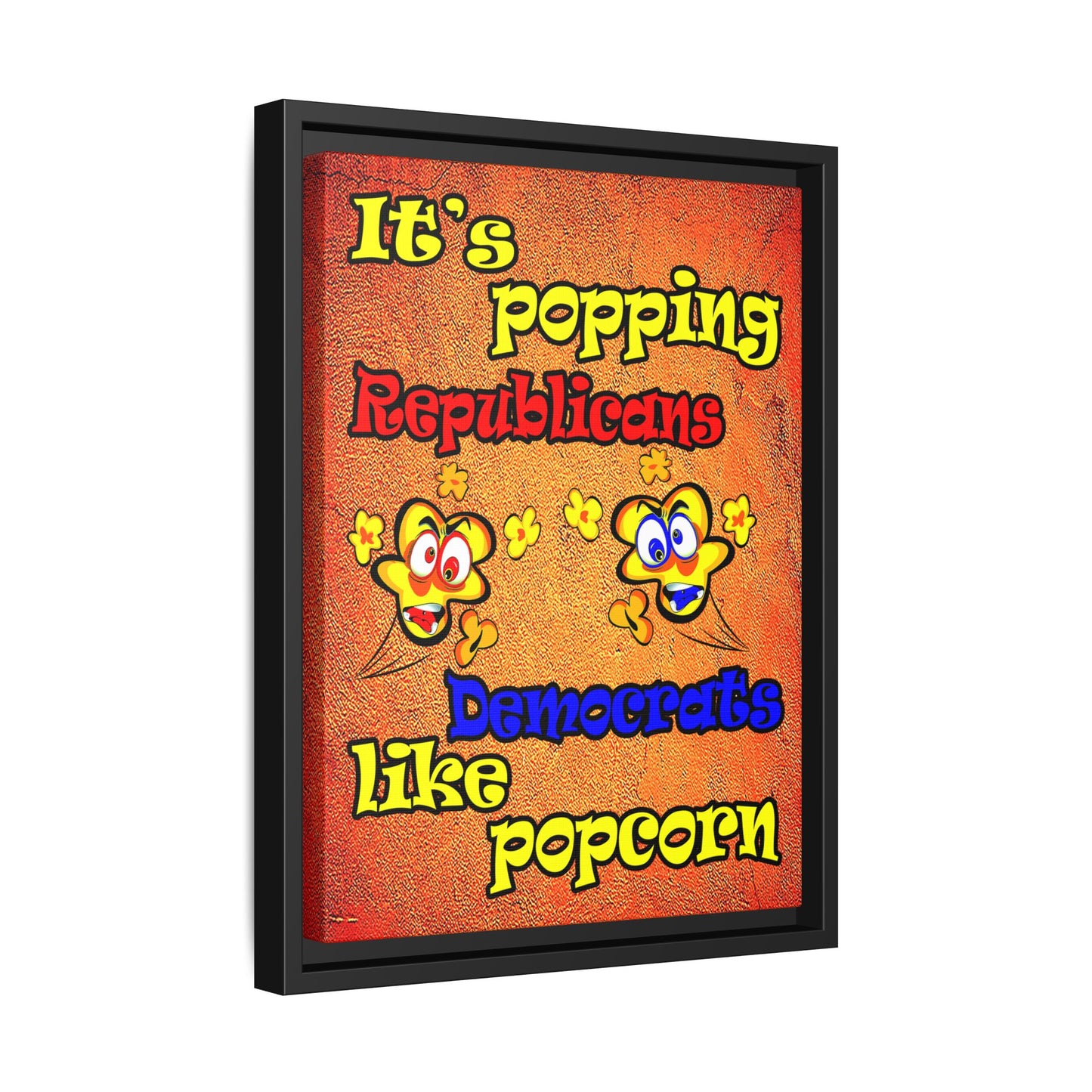 popping like popcorn - framed canvas art (burnt orange)