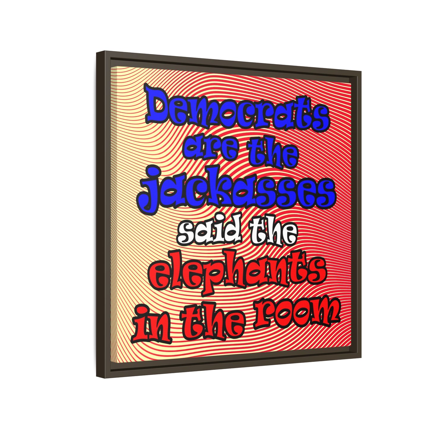 donkeys and elephants - framed canvas art (yellow-orange wave)