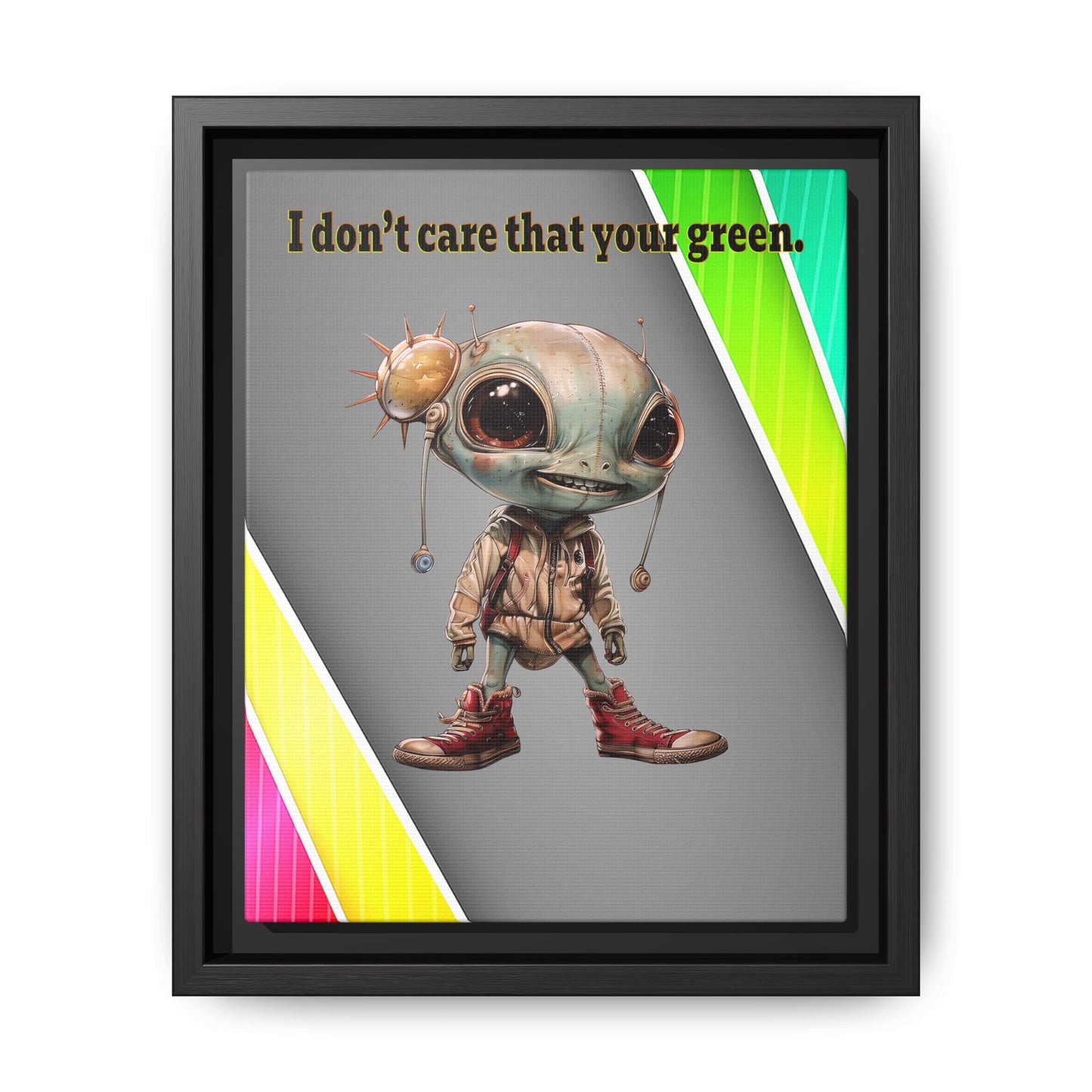 I don't care that your green - framed canvas art (rainbow split)