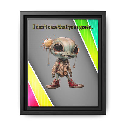 I don't care that your green - framed canvas art (rainbow split)