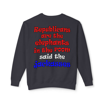 donkeys and elephants - Unisex Lightweight Crewneck Sweatshirt