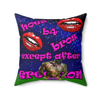 hoes b4 bros - Spun Polyester Square Pillow - ('snoops' background)