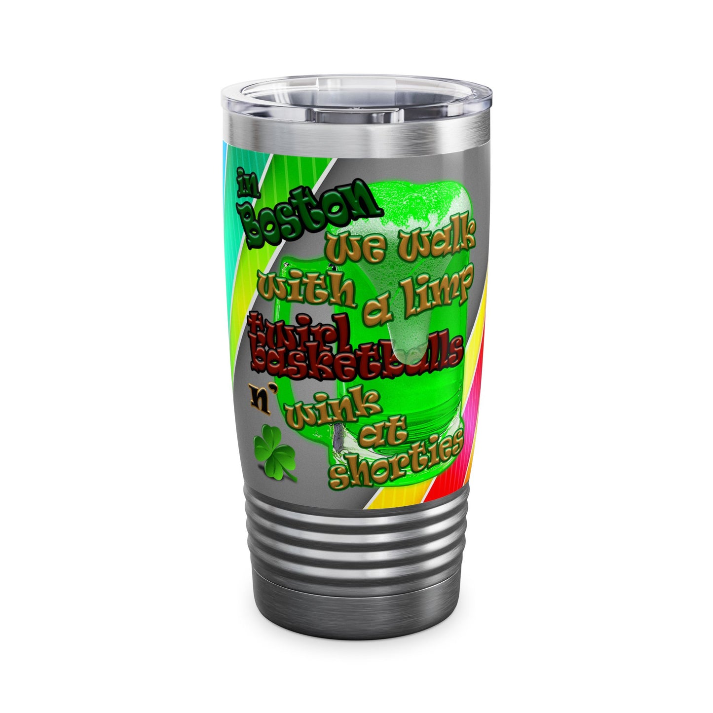 celtics logo - Ringneck Tumbler, 20oz (rainbow split)