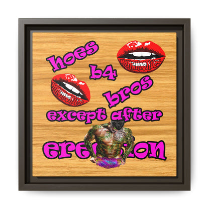 hoes b4 bros - framed canvas art (butterscotch wood finish)