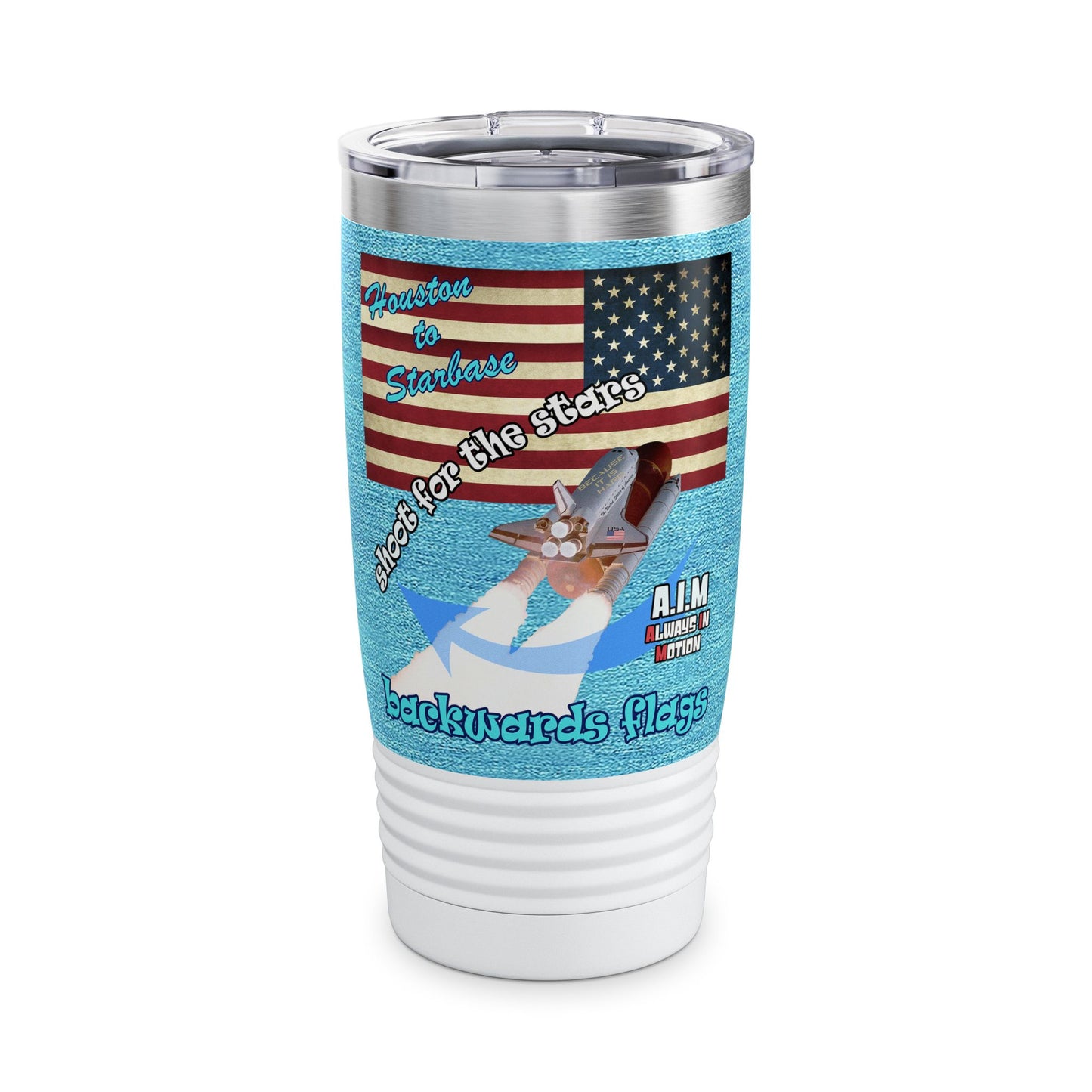 shoot for the stars - Ringneck Tumbler, 20oz (faded blue)