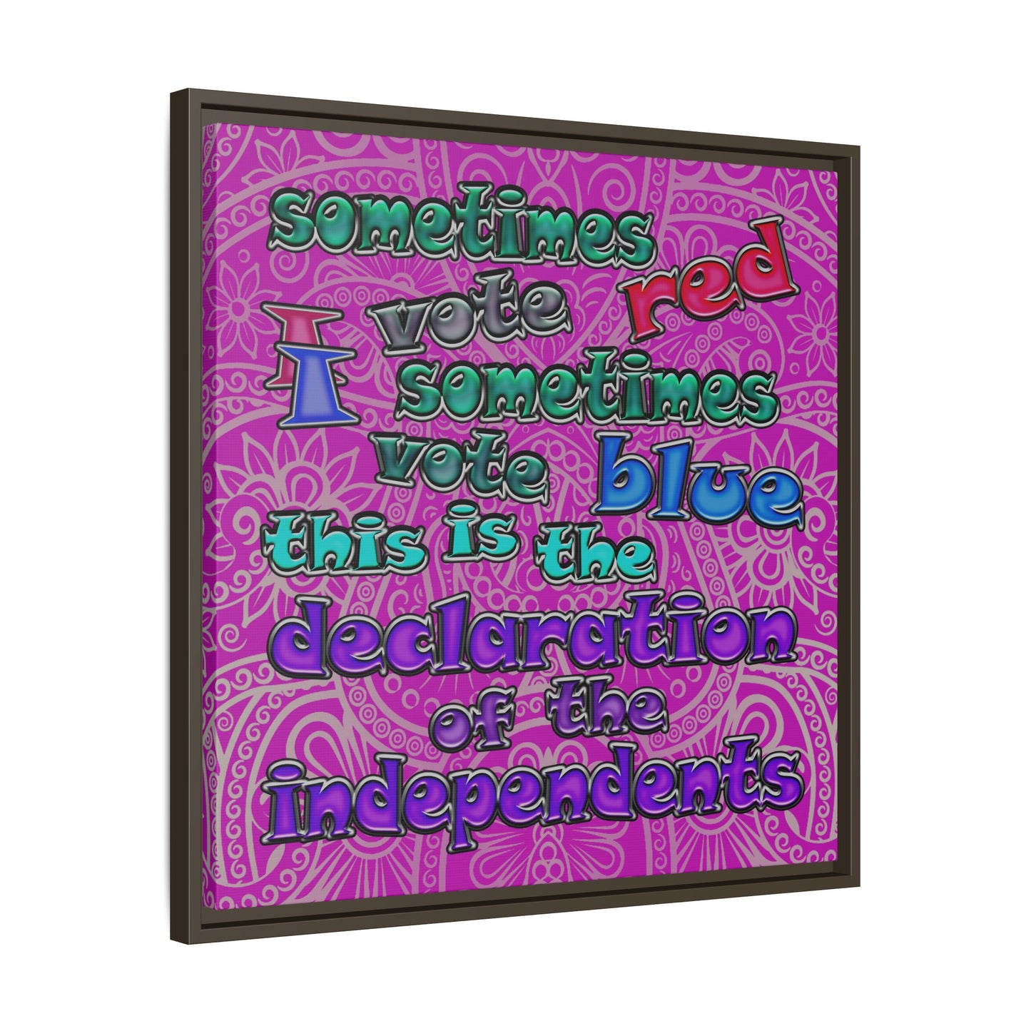 declaration of the independents - framed canvas art (pink swirl)