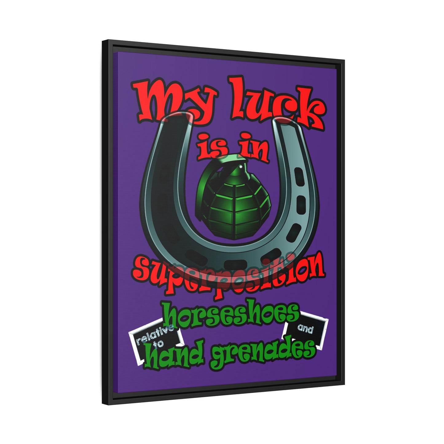 my luck - framed canvas art (purple)