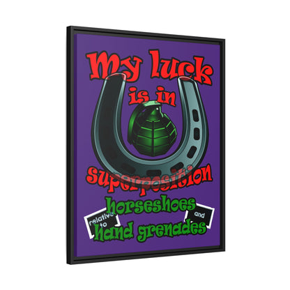 my luck - framed canvas art (purple)