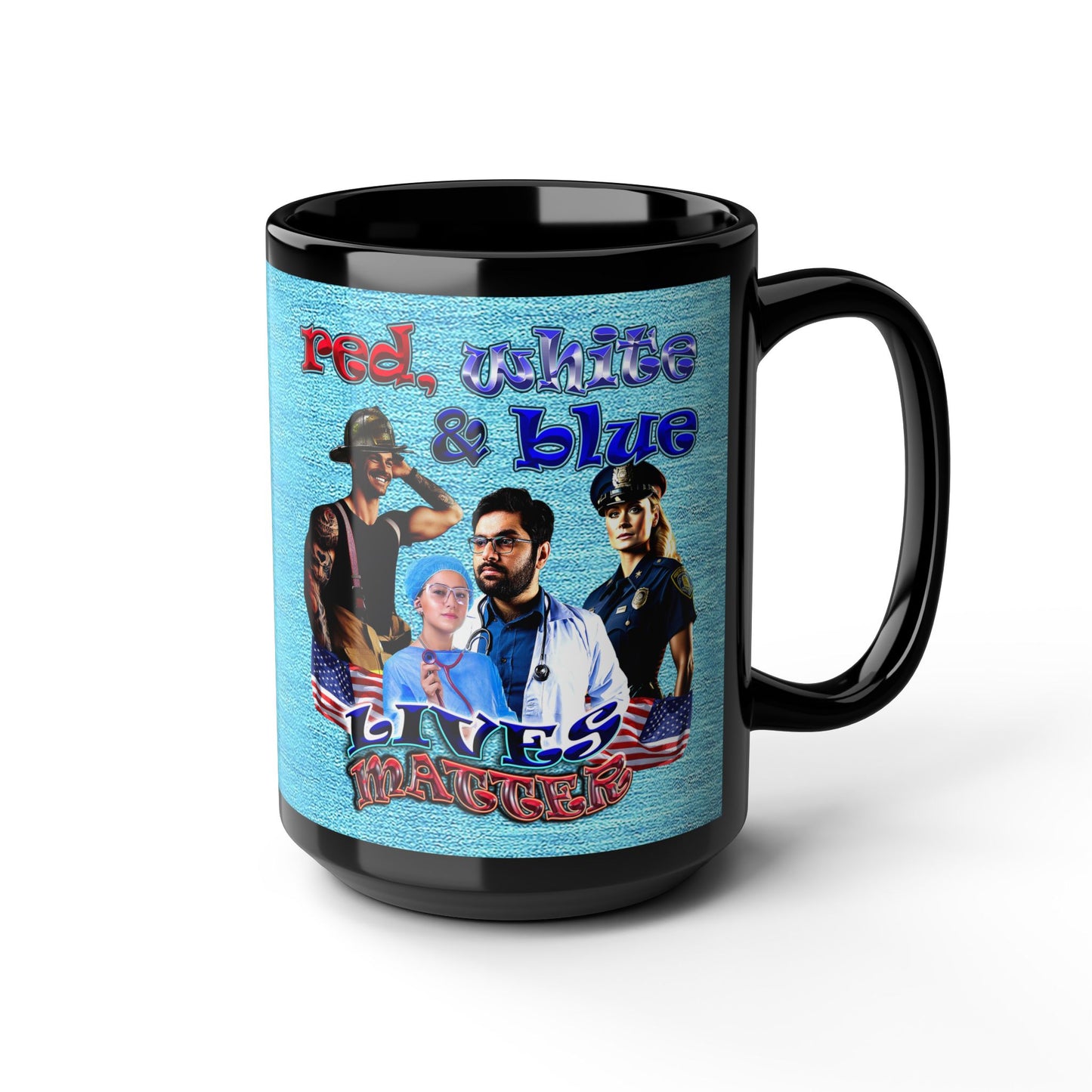 rw&b lives matter - Black Mug (faded blue)