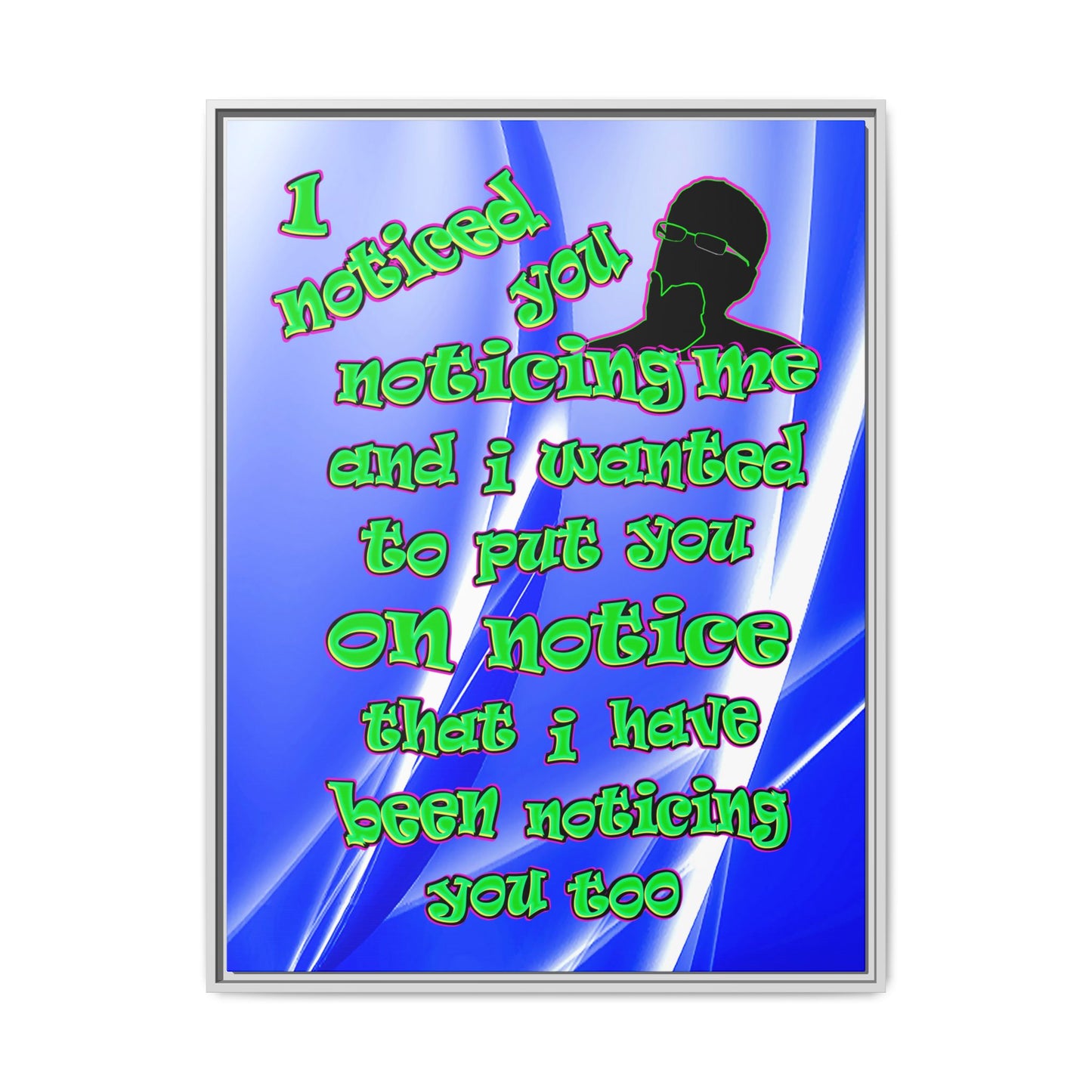 noticed you noticing - framed canvas art (blue-white wave)