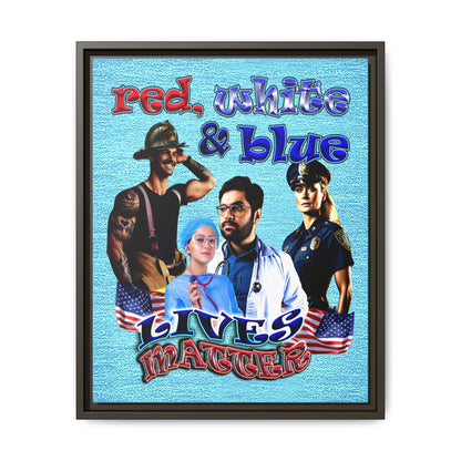 rw&b lives matter - framed canvas art (faded blue)